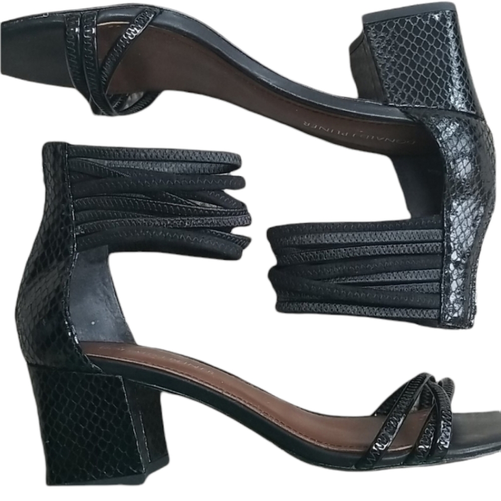 Donald Pliner Black Strappy Low Platform Heel